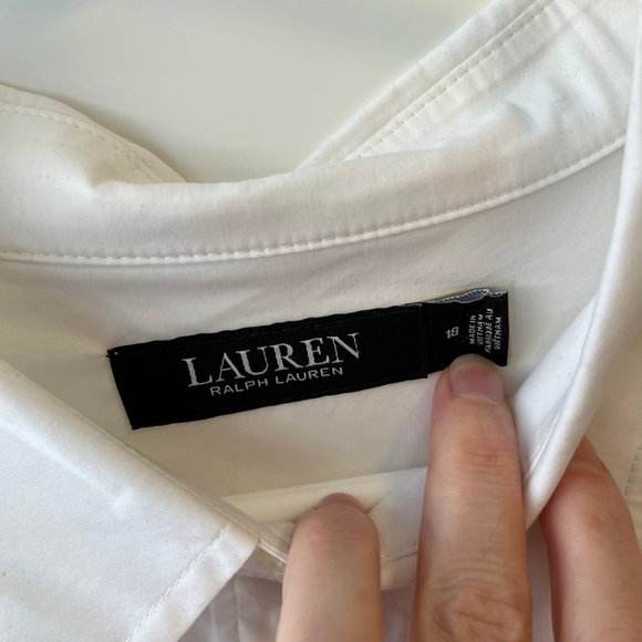 Lauren Ralph Lauren White Twist-Front Cotton Shirtdress Size 18 - Picture 12 of 15